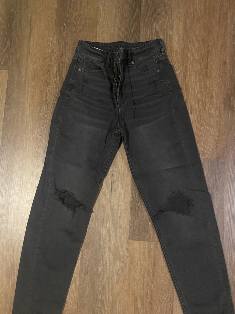 American Eagle High-Rise Black Ripped Jeans